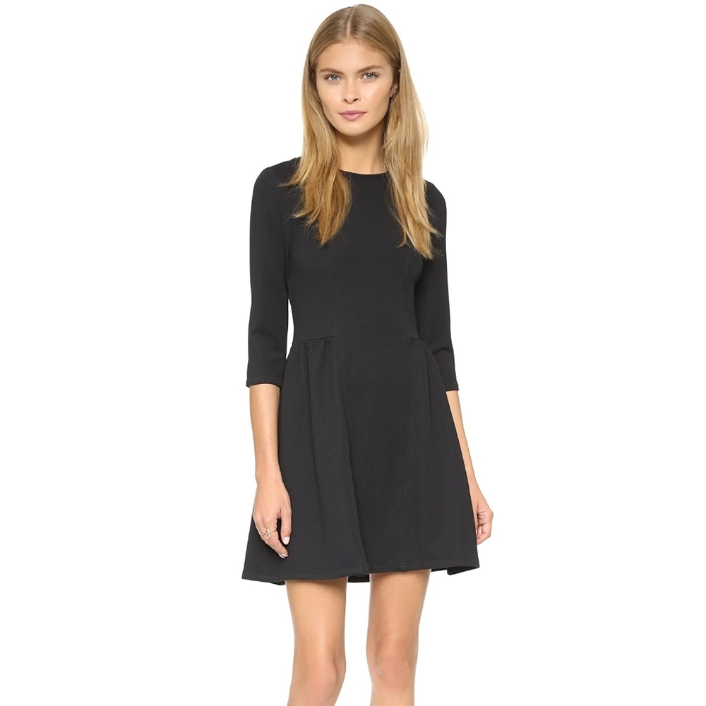 Jack by BB Dakota Deon Textured Ponte Pleat Dress Black Small